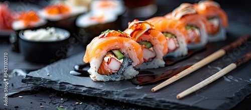 Japanese sushi rolls featur...