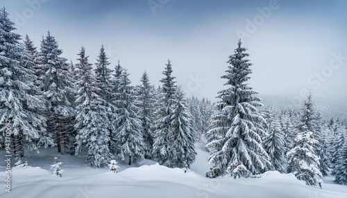 scenery of winter snow pine forest landscape ai generative