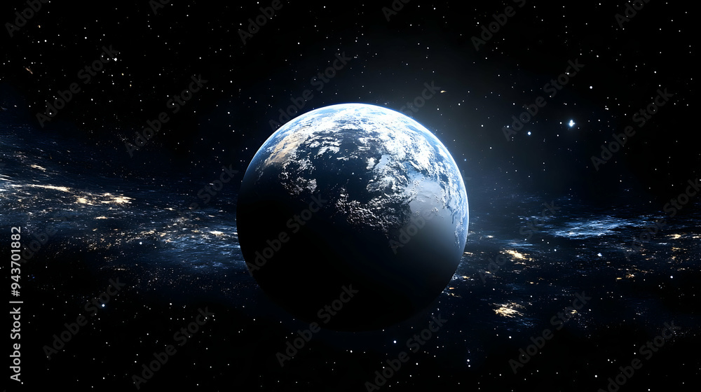 Obraz premium A lone planet in a vast and starry expanse of space.