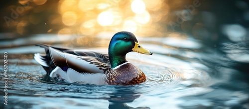 a duck swimming on the wate...