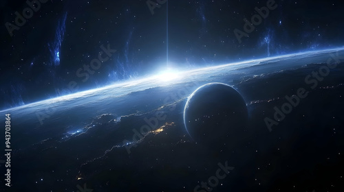 A lone planet with a bright...
