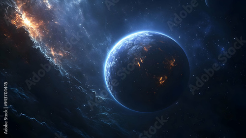 A lone planet, glowing with...