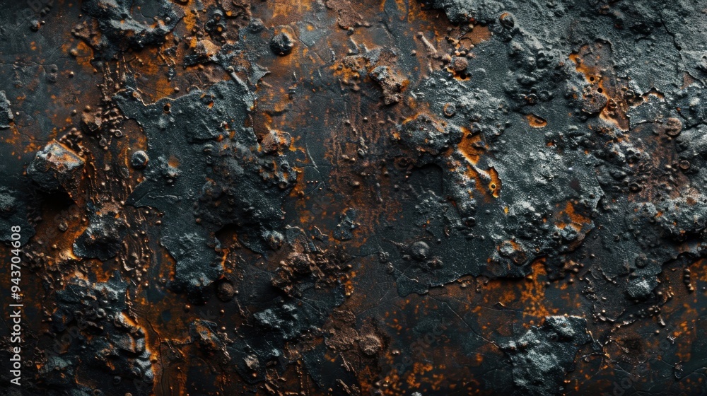 Flat lay of a corroded iron surface with visible flaking and deep rust patterns, creating a gritty, aged feel Flat lay of a corroded iron surface with visible flaking and deep rust patterns, creating a gritty, aged feel