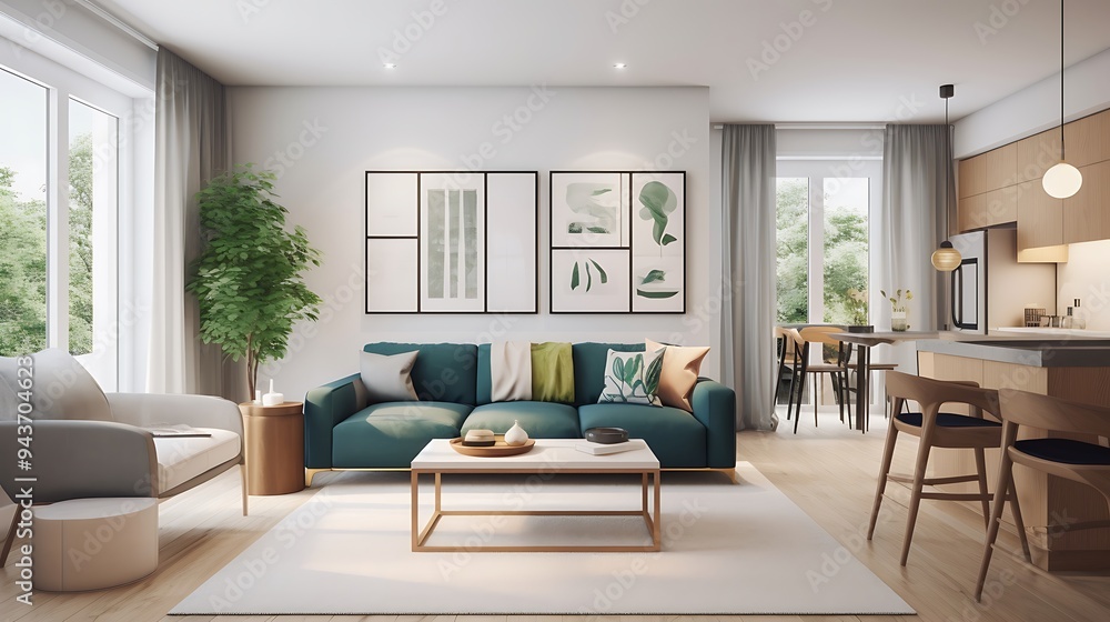 An open-concept living room featuring Scandinavian-inspired design and comfort
An open-concept living room featuring Scandinavian-inspired design and comfort