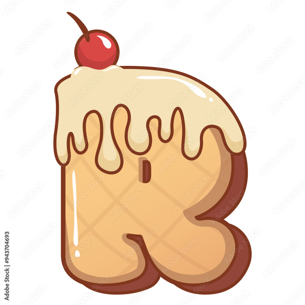 3D Vanilla Ice Cream Letter R 3D Vanilla Ice Cream Letter R