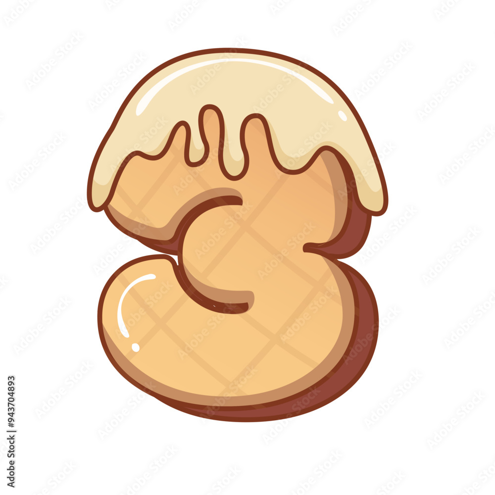 3D Vanilla Ice Cream Number 3 3D Vanilla Ice Cream Number 3