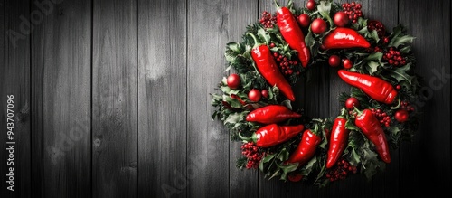 Peppers on a Christmas wrea...