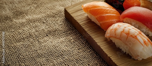 Close up of sushi presented...