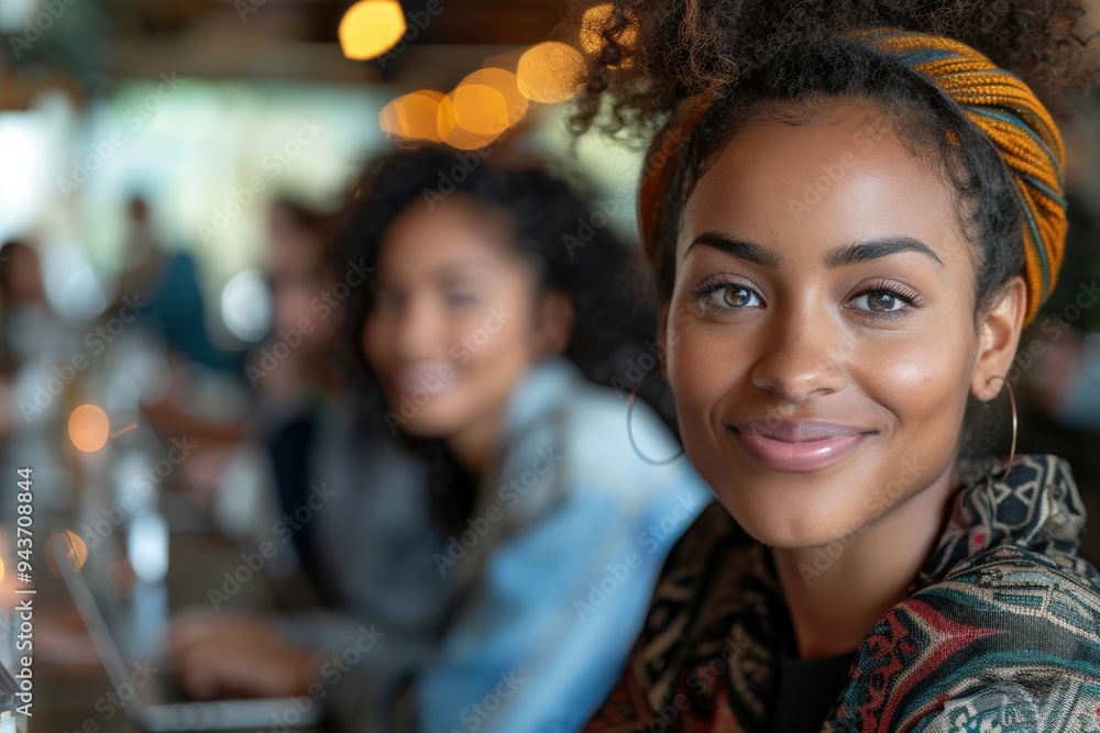 Smiling Woman in Cafe during Day