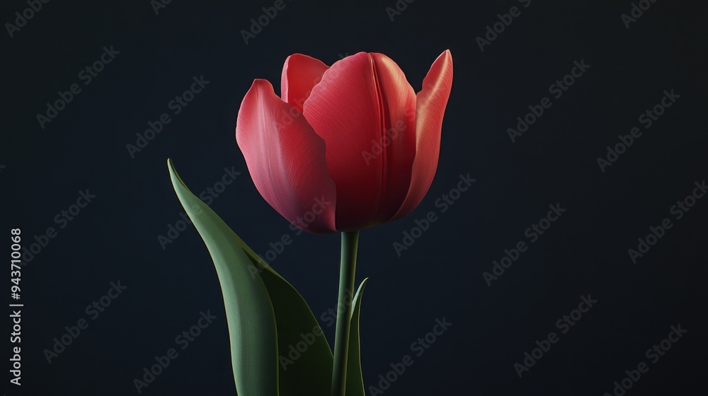 Single Red Tulip on Black Background Single Red Tulip on Black Background