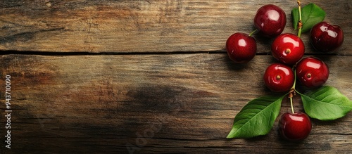 Ripe cherries on a wooden s...