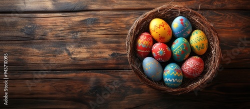 Colorful Easter eggs in a b...