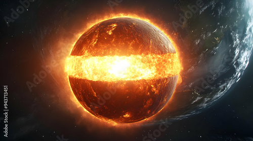 A planet exploding with a f...