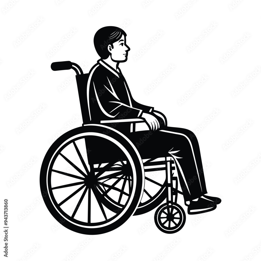 Elegant and Empowering person in Wheelchair with White Background Elegant and Empowering person in Wheelchair with White Background