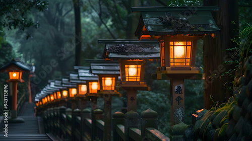 Twilight Lanterns at Kifune Shrine photo