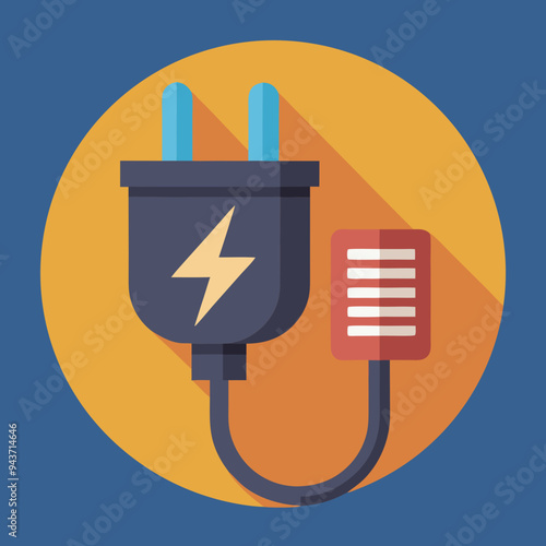 AC power plug with electricity lightning symbol stock illustration