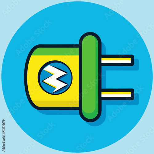 AC power plug with electricity lightning symbol stock illustration