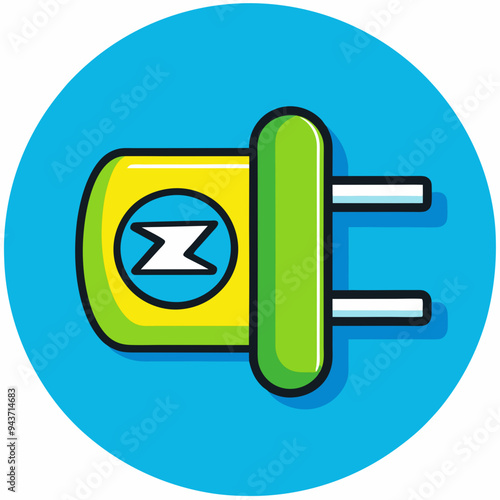 AC power plug with electricity lightning symbol stock illustration