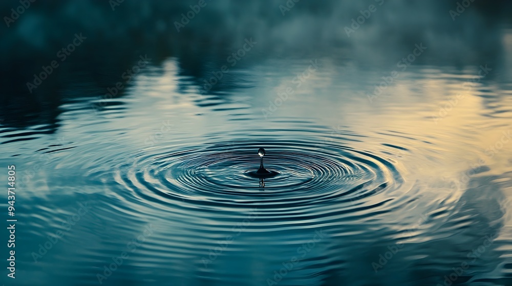 A single droplet creating mesmerizing ripples on the calm surface of a pond symbolizing the powerful impact and far reaching influence of even the smallest actions or disturbances A single droplet creating mesmerizing ripples on the calm surface of a pond symbolizing the powerful impact and far reaching influence of even the smallest actions or disturbances