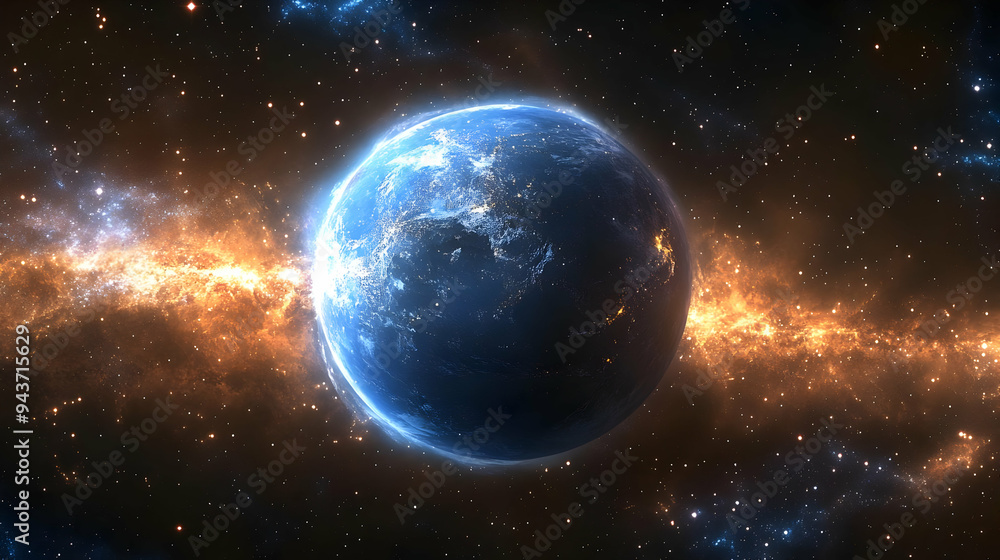 A planet in space with a nebula in the background. A planet in space with a nebula in the background.