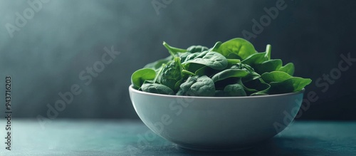 Fresh spinach in a bowl fil...