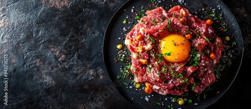 Tartare steak Raw beef chop...