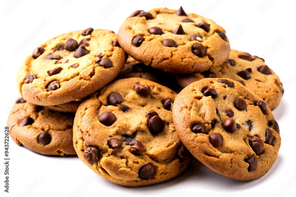 Chocolate biscuits and two cups of cappuccino Selection of sweet foods Chocolate biscuits and two cups of cappuccino Selection of sweet foods