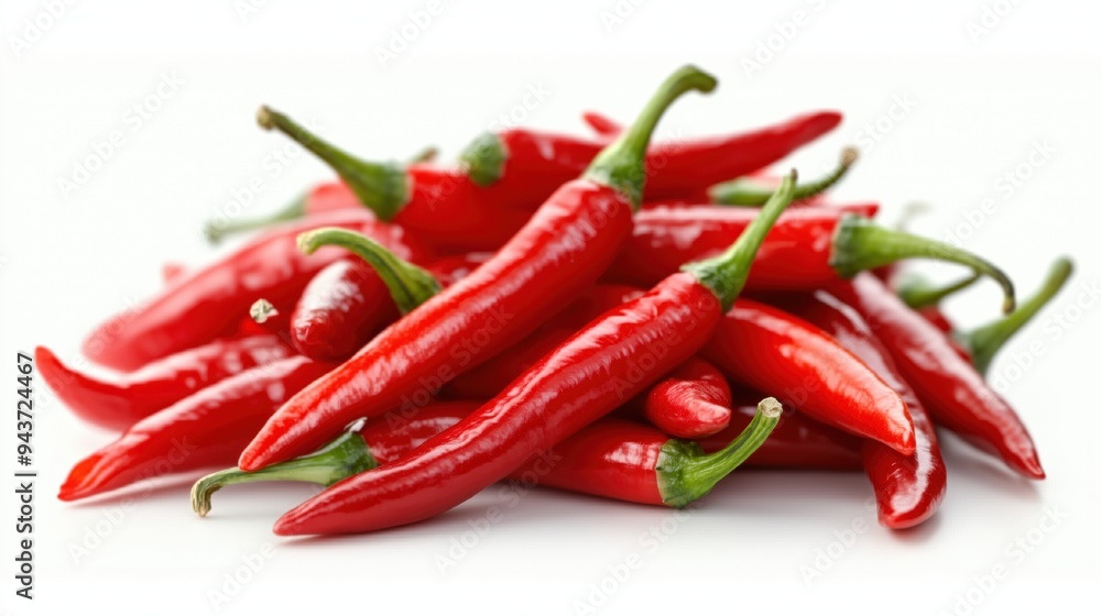 Pile of dried red hot chilies isolated on a white background Pile of dried red hot chilies isolated on a white background