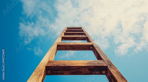 A striking image of a ladder reaching up towards the sky symbolizing ambition opportunity and the drive to overcome challenges and achieve one s goals photo