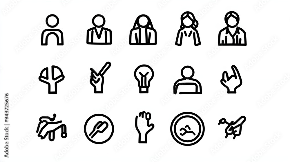 Diverse Icon Set in Inclusion Theme with Handline Style Diverse Icon Set in Inclusion Theme with Handline Style