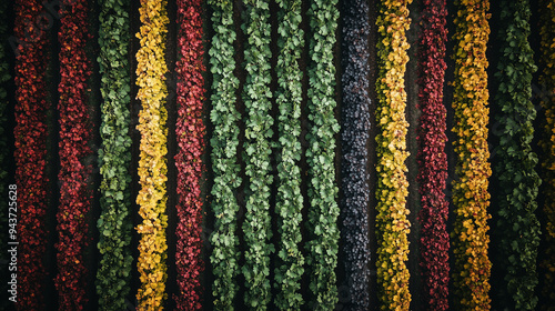  Aerial view of a vineyard with colorful autumn foliage photo