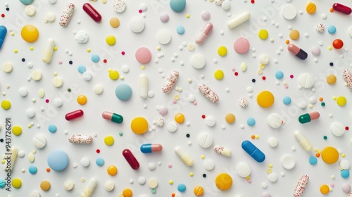 Assorted medications dispersed randomly