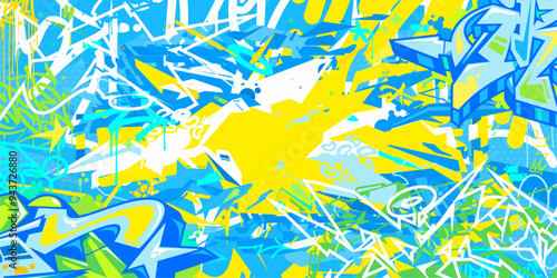 Trendy Abstract Hip Hop Urban Street Art Graffiti Style Vector Illustration Background Template