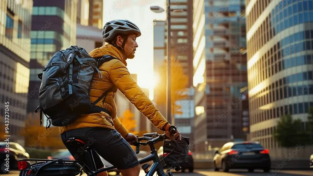 man riding a bicycle on a city street during sunset footage man riding a bicycle on a city street during sunset footage