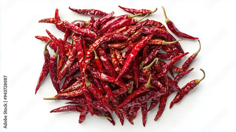 Pile of dried red chilies isolated on a white background Pile of dried red chilies isolated on a white background