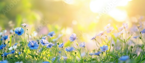a meadow of flowers with bl...