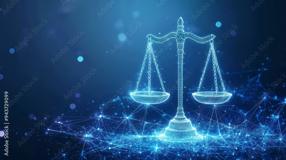 The digital scales of justice against the backdrop of data and code symbolize the rule of law in the virtual world The digital scales of justice against the backdrop of data and code symbolize the rule of law in the virtual world