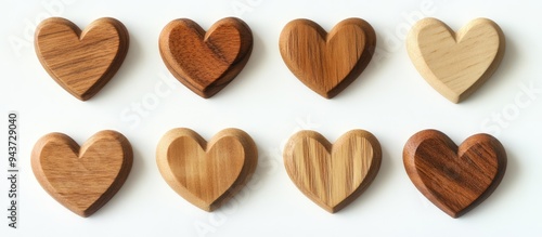 Wooden hearts set against a...