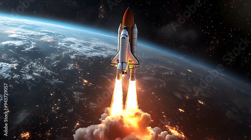 A rocket launches into spac...