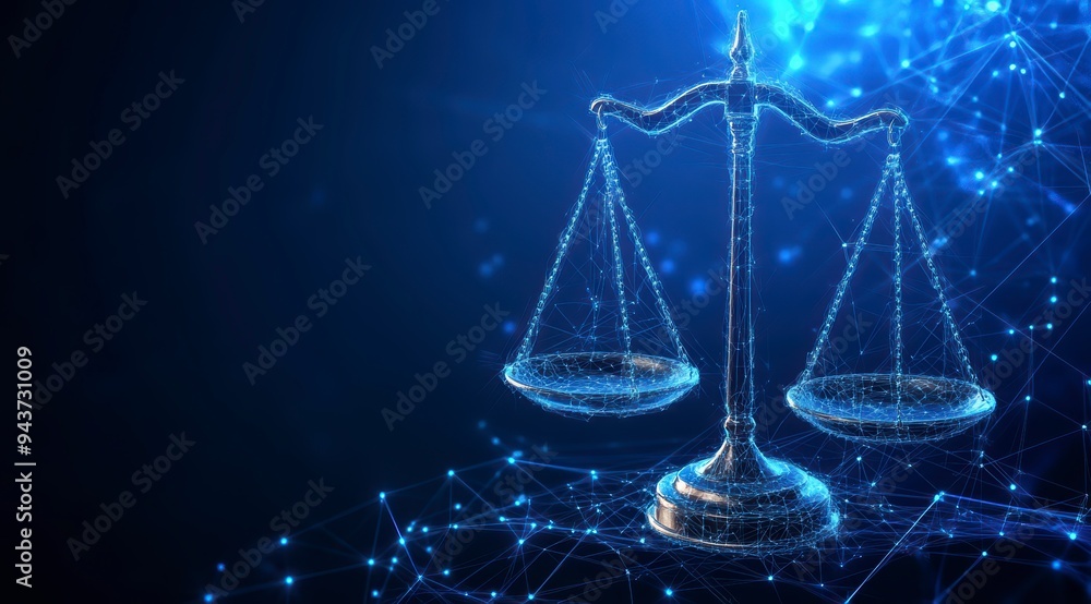 The digital scales of justice against the backdrop of data and code symbolize the rule of law in the virtual world The digital scales of justice against the backdrop of data and code symbolize the rule of law in the virtual world
