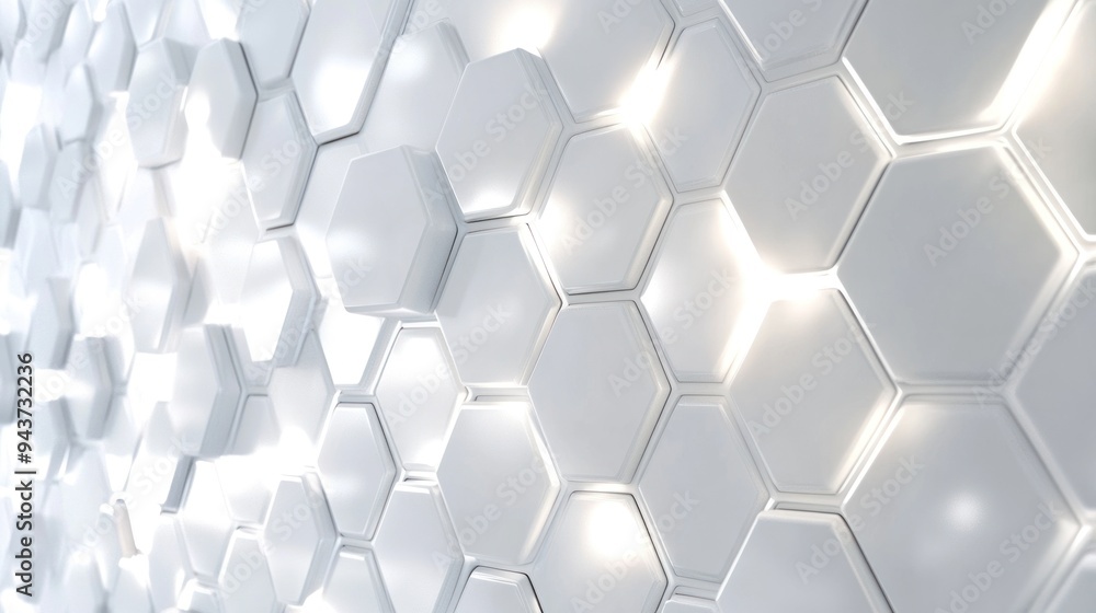 White Hexagon Pattern - Abstract Technology Background White Hexagon Pattern - Abstract Technology Background