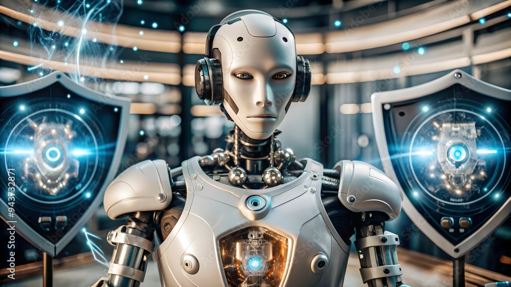 Fototapeta premium Safety protection system Personal information on the internet protected with AI