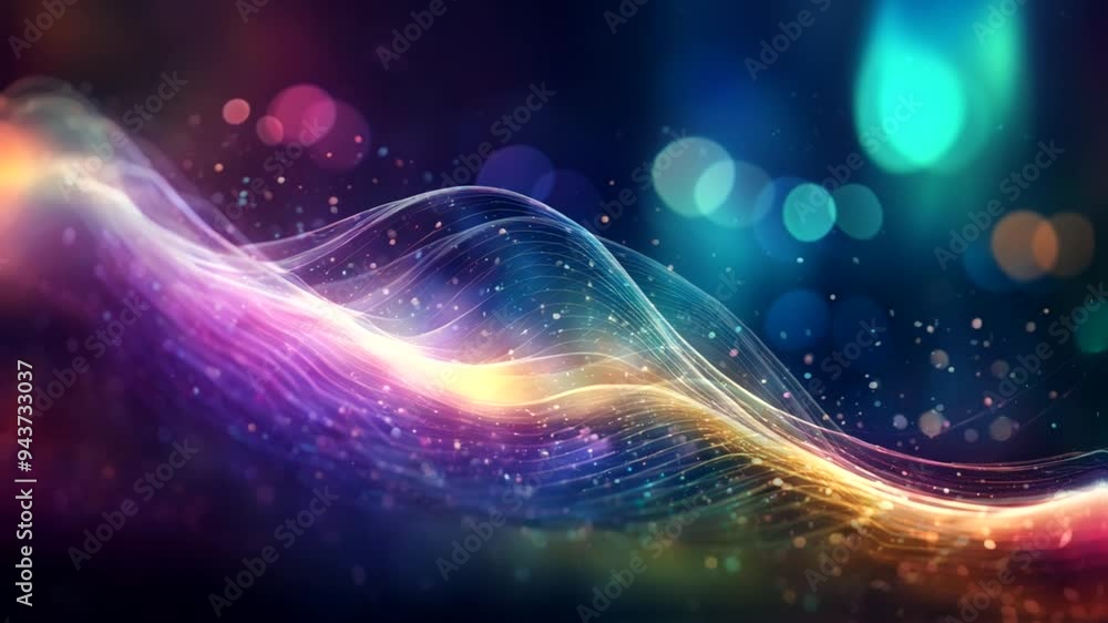 A vibrant abstract wave of colorful light and bokeh effects creating a dynamic visual experience. A vibrant abstract wave of colorful light and bokeh effects creating a dynamic visual experience.