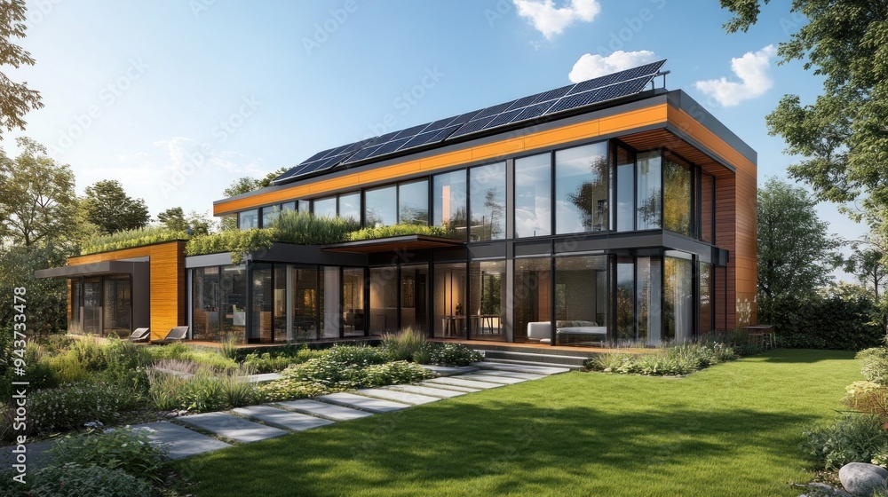 Modern Sustainable House with Solar Panels Modern Sustainable House with Solar Panels