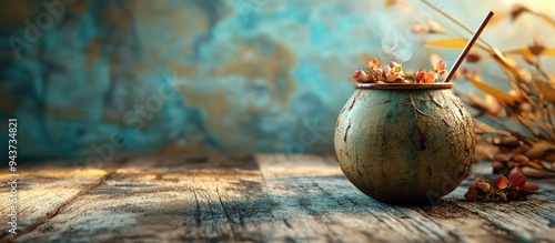 Yerba mate tea on a wooden ...