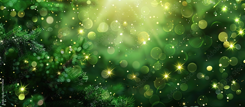 Green Christmas background with a fabric texture New Year background. with copy space image. Place for adding text or design