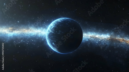 A single planet in the middle of a galaxy.