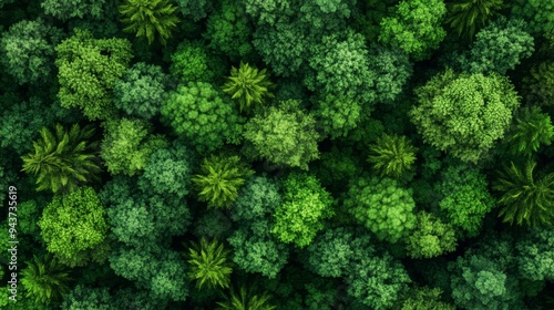 Lush green tropical forest aerial view