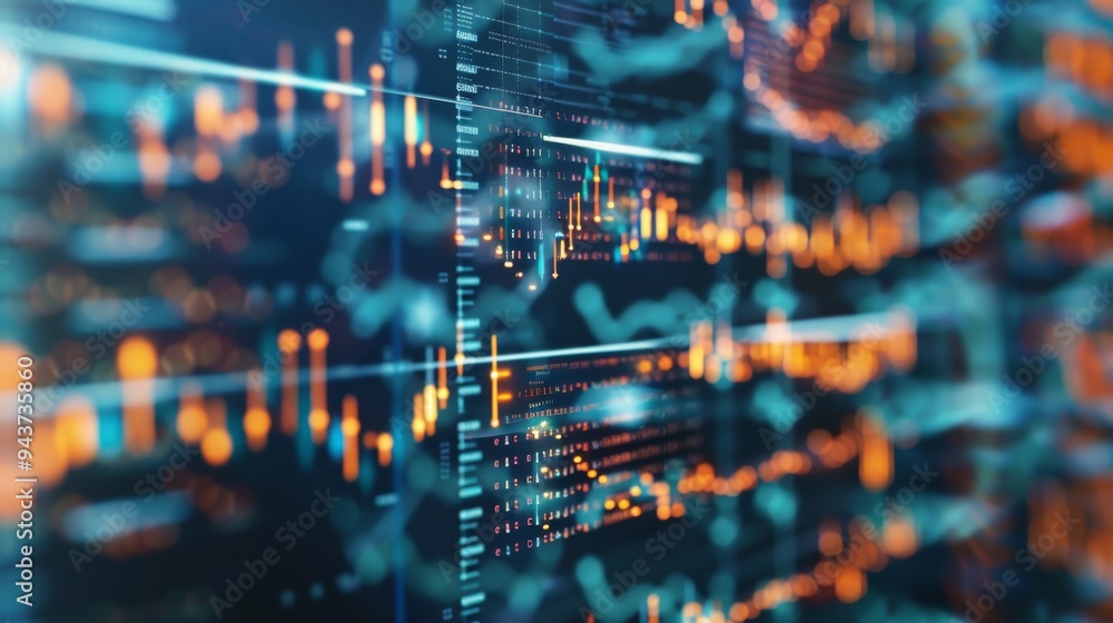 Detailed view of DNA sequencing being performed on a digital screen with graphs and data in a cutting-edge biotech facility. Detailed view of DNA sequencing being performed on a digital screen with graphs and data in a cutting-edge biotech facility.