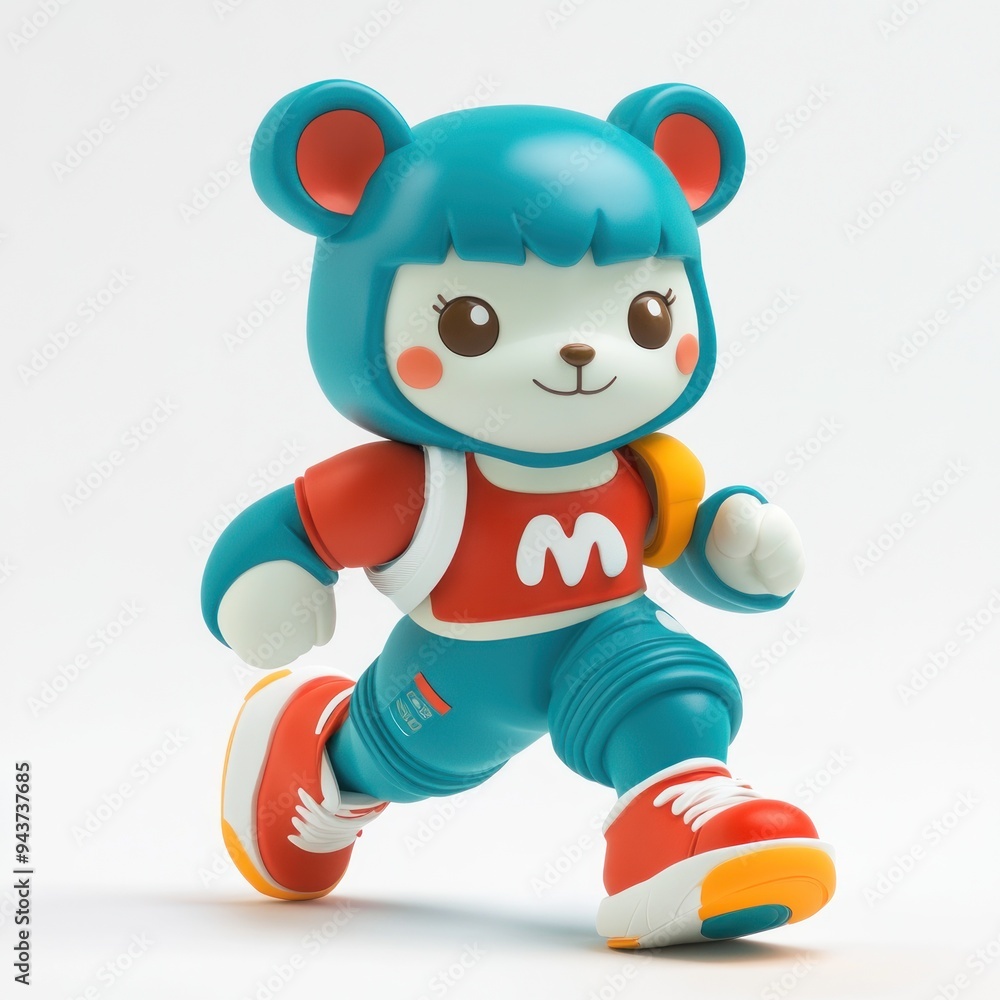 A cute bear character in athletic gear, running energetically. A cute bear character in athletic gear, running energetically.